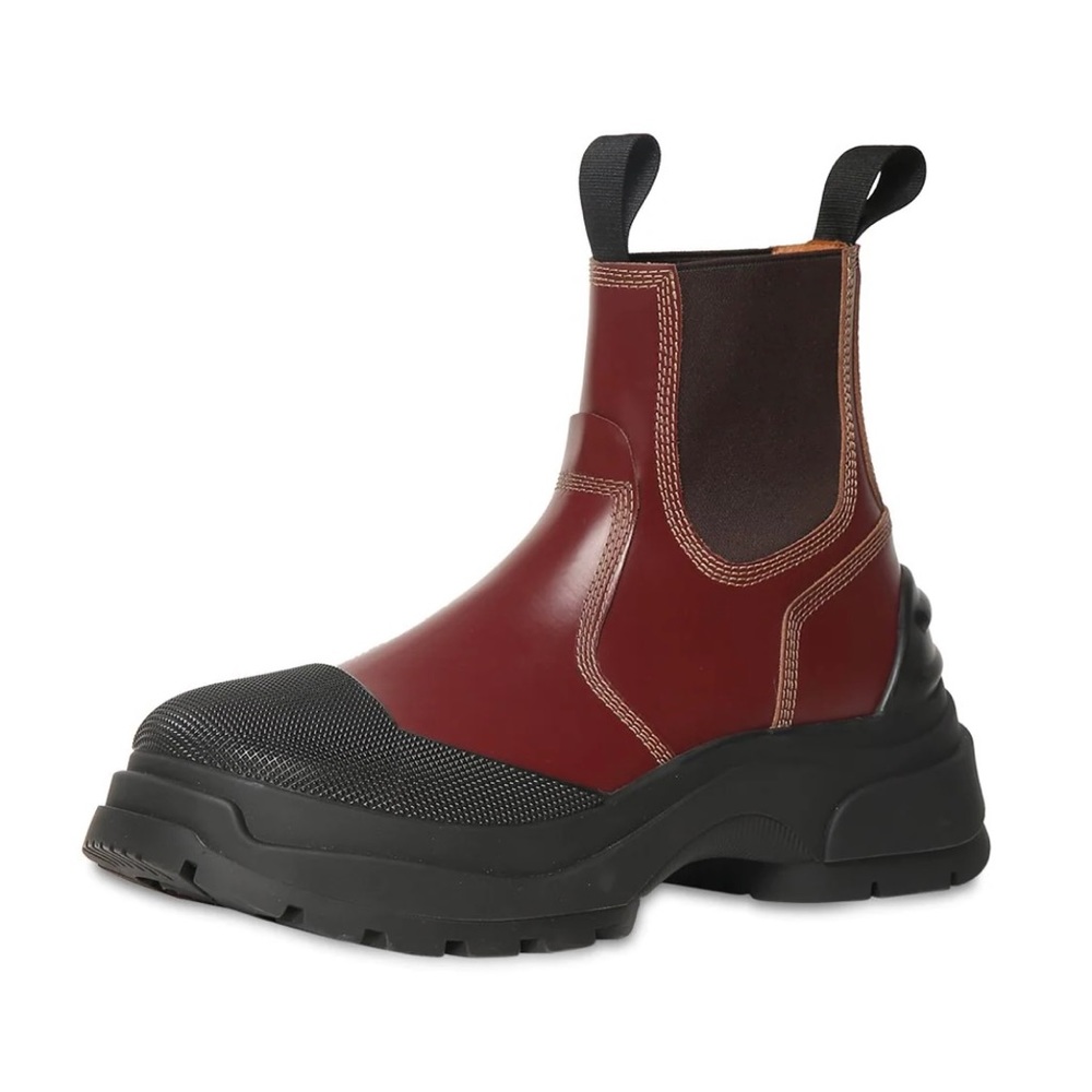 Maison Burgundy combat rubber boots mid calf 9.5 50 mm Ankle boots
